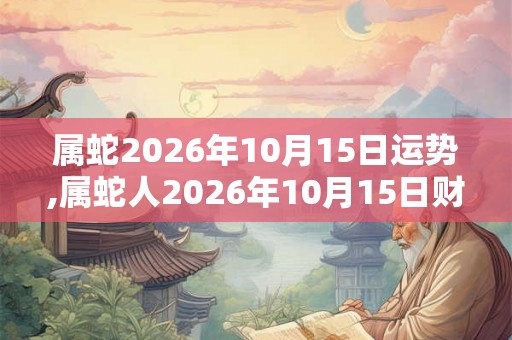 属蛇2026年10月15日运势,属蛇人2026年10月15日财运,生肖蛇2026年10月15日运势