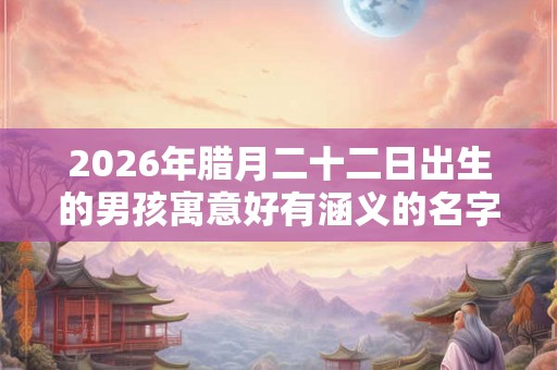 2026年腊月二十二日出生的男孩寓意好有涵义的名字起名推荐 2026年腊月二十二日出生的男孩寓意好有涵义的名字起名推荐