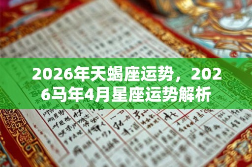 2026年天蝎座运势，2026马年4月星座运势解析