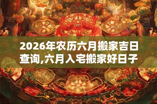 2026年农历六月搬家吉日查询,六月入宅搬家好日子 2026年农历六月搬家吉日查询,六月入宅搬家好日子
