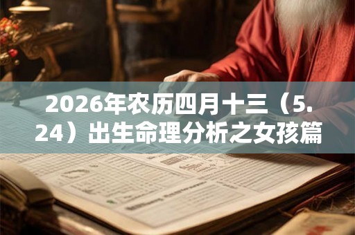 2026年农历四月十三（5.24）出生命理分析之女孩篇