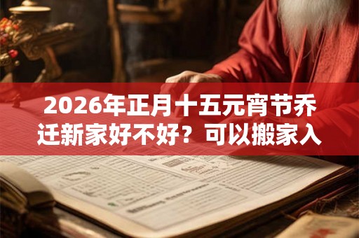 2026年正月十五元宵节乔迁新家好不好？可以搬家入宅吗？