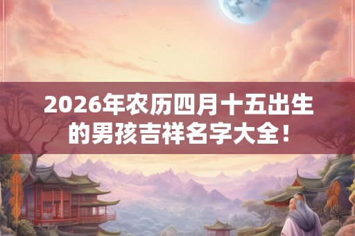 2026年农历四月十五出生的男孩吉祥名字大全！