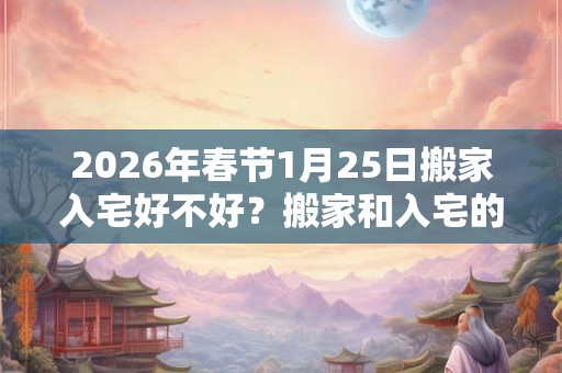 2026年春节1月25日搬家入宅好不好?搬家和入宅的区别? 2026年春节1月25日搬家入宅好不好?搬家和入宅的区别?