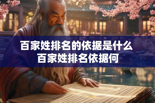 百家姓排名的依据是什么 百家姓排名依据何 百家姓排名的依据是什么 百家姓排名依据何