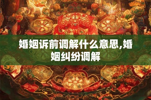 婚姻诉前调解什么意思,婚姻纠纷调解
