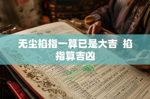 无尘掐指一算已是大吉 掐指算吉凶 无尘掐指一算已是大吉 掐指算吉凶