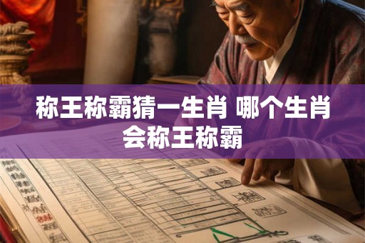 称王称霸猜一生肖 哪个生肖会称王称霸