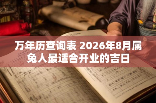 万年历查询表 2026年8月属兔人最适合开业的吉日