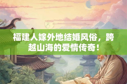 福建人嫁外地结婚风俗，跨越山海的爱情传奇！