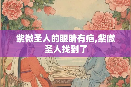 紫微圣人的眼睛有疤,紫微圣人找到了