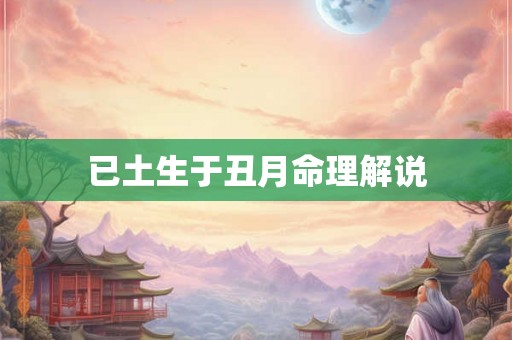 已土生于丑月命理解说