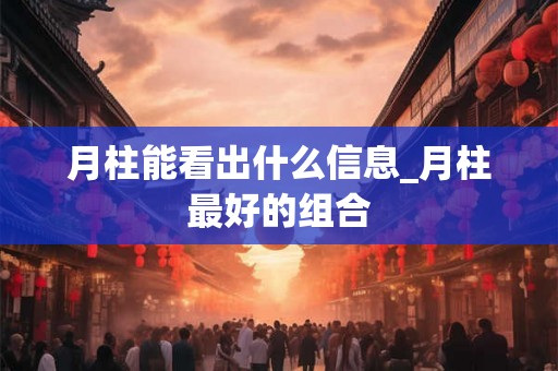 月柱能看出什么信息_月柱最好的组合