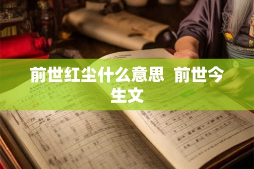 前世红尘什么意思  前世今生文