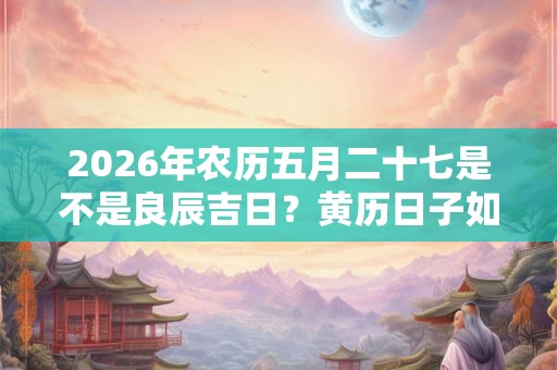 2026年农历五月二十七是不是良辰吉日？黄历日子如何？