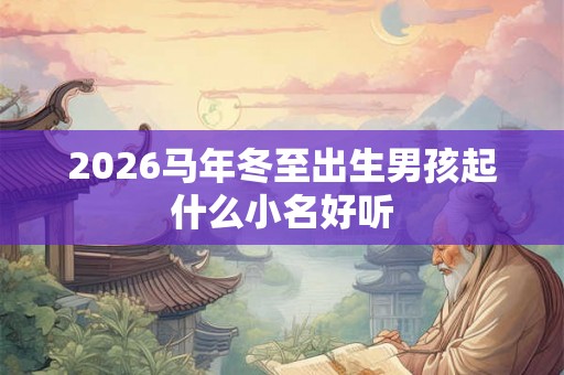 2026马年冬至出生男孩起什么小名好听