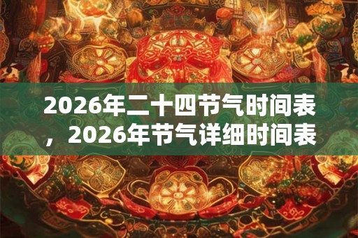 2026年二十四节气时间表，2026年节气详细时间表