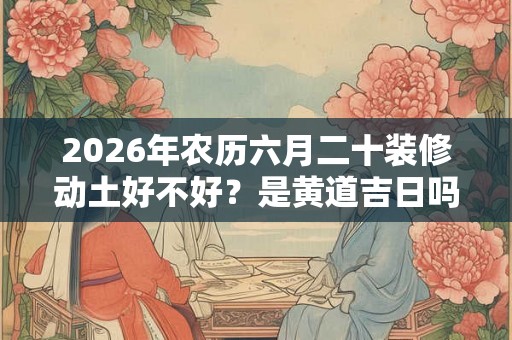 2026年农历六月二十装修动土好不好？是黄道吉日吗？