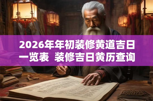 2026年年初装修黄道吉日一览表  装修吉日黄历查询