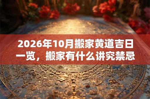 2026年10月搬家黄道吉日一览，搬家有什么讲究禁忌？