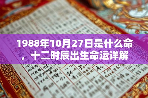 1988年10月27日是什么命，十二时辰出生命运详解
