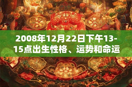 2008年12月22日下午13-15点出生性格、运势和命运