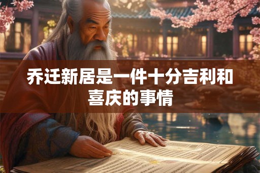 乔迁新居是一件十分吉利和喜庆的事情