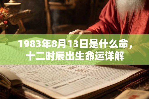 1983年8月13日是什么命，十二时辰出生命运详解