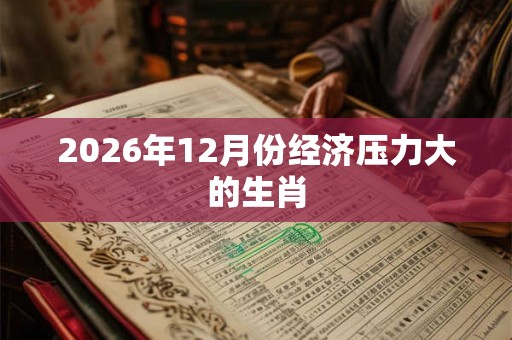 2026年12月份经济压力大的生肖