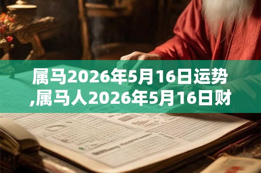属马2026年5月16日运势,属马人2026年5月16日财运,生肖马2026年5月16日运势 属马2026年5月16日运势,属马人2026年5月16日财运,生肖马2026年5月16日运势