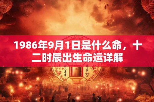 1986年9月1日是什么命，十二时辰出生命运详解