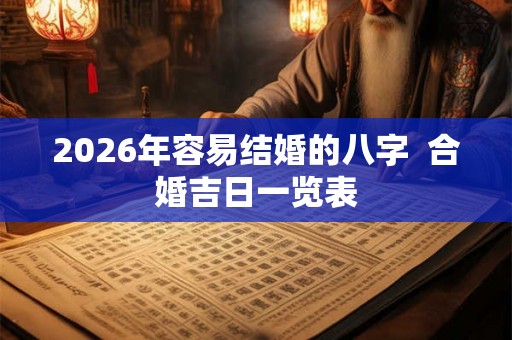 2026年容易结婚的八字  合婚吉日一览表