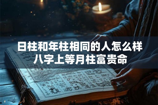 日柱和年柱相同的人怎么样 八字上等月柱富贵命
