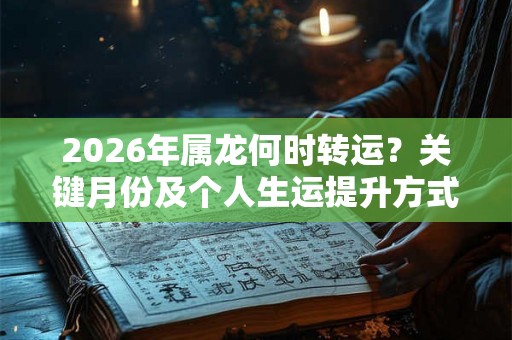 2026年属龙何时转运?关键月份及个人生运提升方式! 2026年属龙何时转运?关键月份及个人生运提升方式!