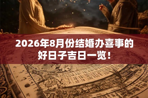 2026年8月份结婚办喜事的好日子吉日一览！
