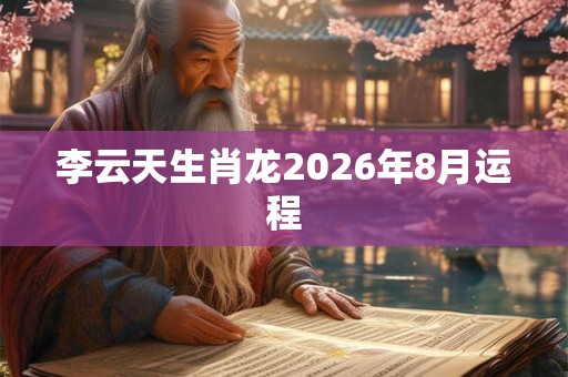 李云天生肖龙2026年8月运程