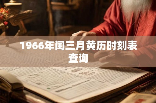 1966年闰三月黄历时刻表查询