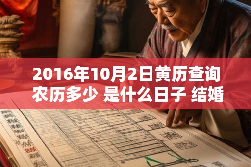 2016年10月2日黄历查询 农历多少 是什么日子 结婚吉时