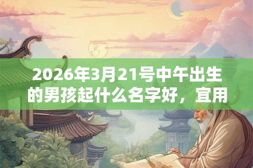 2026年3月21号中午出生的男孩起什么名字好,宜用哪些名字呢? 2026年3月21号中午出生的男孩起什么名字好,宜用哪些名字呢?