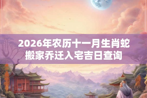 2026年农历十一月生肖蛇搬家乔迁入宅吉日查询 2026年农历十一月生肖蛇搬家乔迁入宅吉日查询