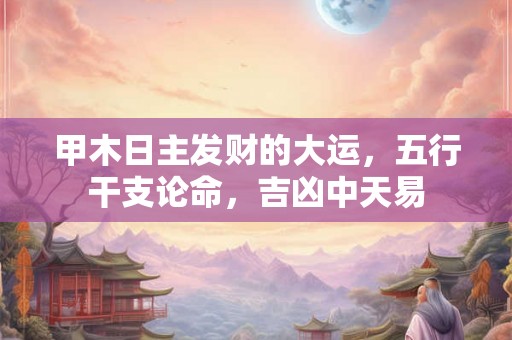 甲木日主发财的大运,五行干支论命,吉凶中天易 甲木日主发财的大运,五行干支论命,吉凶中天易