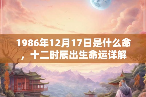 1986年12月17日是什么命，十二时辰出生命运详解