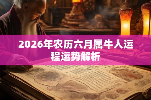 2026年农历六月属牛人运程运势解析