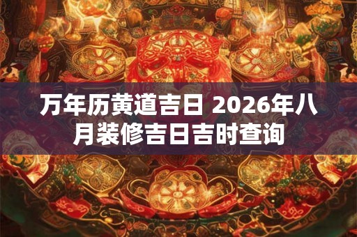 万年历黄道吉日 2026年八月装修吉日吉时查询