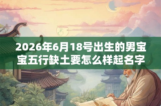 2026年6月18号出生的男宝宝五行缺土要怎么样起名字