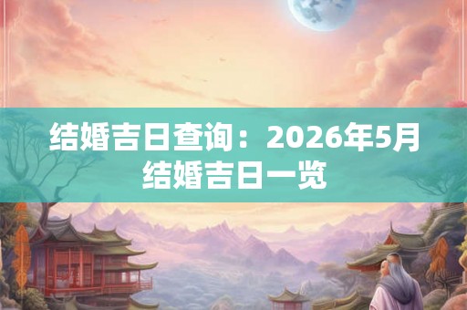 结婚吉日查询:2026年5月结婚吉日一览 结婚吉日查询:2026年5月结婚吉日一览