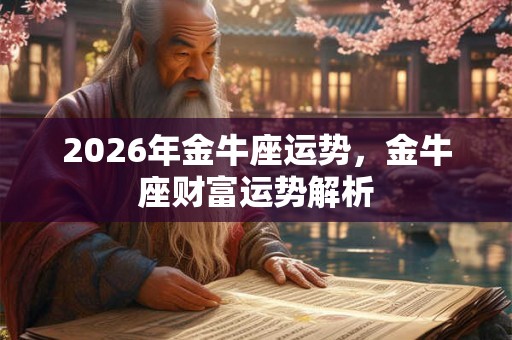 2026年金牛座运势，金牛座财富运势解析