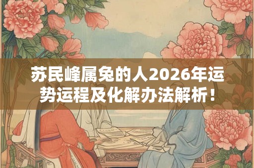 苏民峰属兔的人2026年运势运程及化解办法解析！