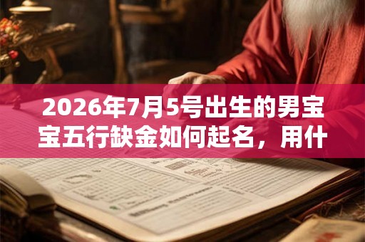 2026年7月5号出生的男宝宝五行缺金如何起名，用什么字好