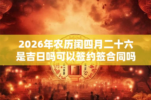 2026年农历闰四月二十六是吉日吗可以签约签合同吗？